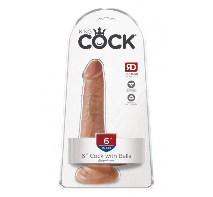Королівський фалоімітатор з мошонкою Pipedream King Cock на присосці, бежевий