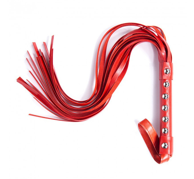 Красный флоггер с шипами DS Fetish Studded flogger red