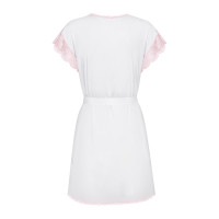 Пеньюар белый с розовым кружевом Obsessive Girlly, S/M