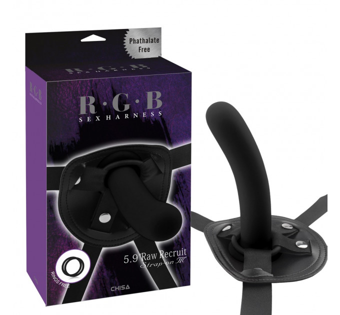 Страпон на ременях зі шкірозамінника Chisa R.G.B Raw Recruit Strap-On з фалоімітатором, M