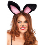 Вушки кролика One Size Plush Bunny Rabbit Ears Headband від Leg Avenue, рожево-чорні