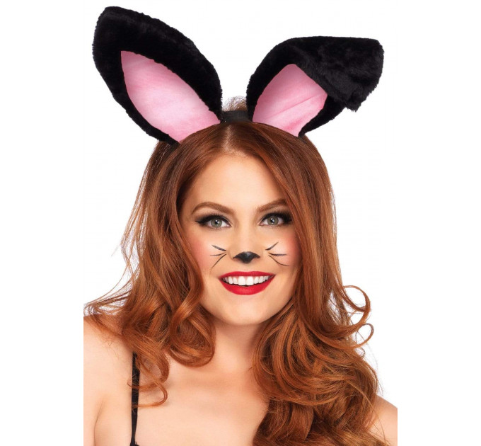 Вушки кролика One Size Plush Bunny Rabbit Ears Headband від Leg Avenue, рожево-чорні