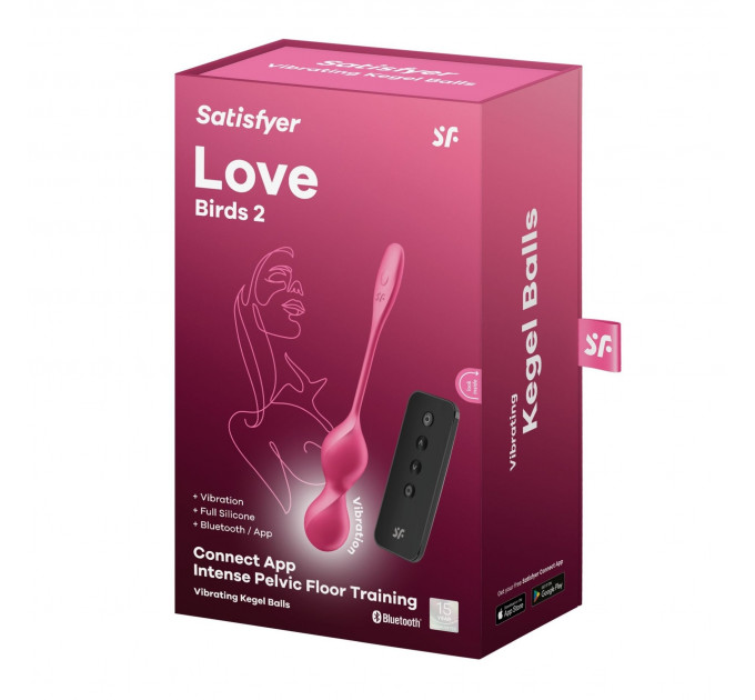 Вагинальные шарики с вибрацией Satisfyer Love Birds 2 работающие от приложения, розовые