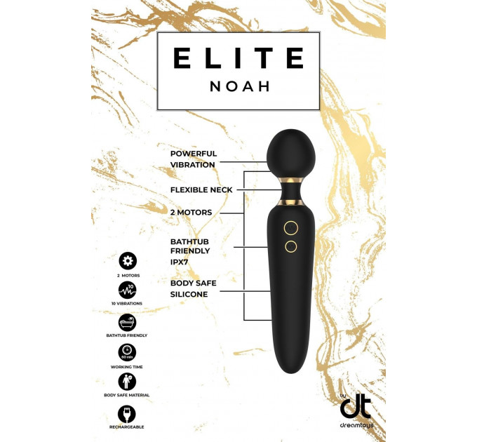 Вибратор микрофон универсальный двухсторонний Dream Toys Elite Noah с 2-мя моторами, черный
