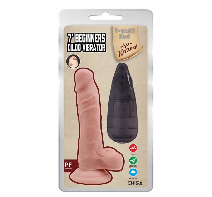 Вибратор реалистичный на присоске Сhisa T-skin ReaL BEGINNERS пультом, бежевый