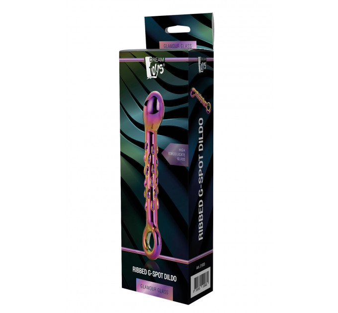 Стеклянный фаллоимитатор Dream Toys GLAMOUR GLASS RIBBED G-SPOT DILDO