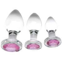 Набор анальных пробок Pink Gem Glass Anal Plug Set из стекла
