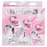 Набор анальных пробок Pink Gem Glass Anal Plug Set из стекла