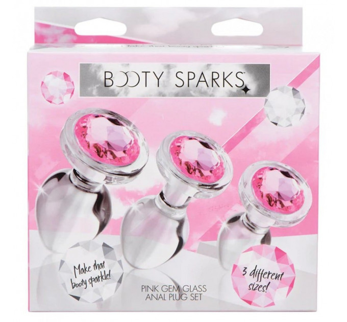 Набор анальных пробок Pink Gem Glass Anal Plug Set из стекла