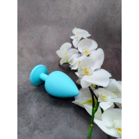Анальна пробка Loveshop Blue Silicone white crystal