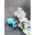 Анальна пробка Loveshop Blue Silicone white crystal
