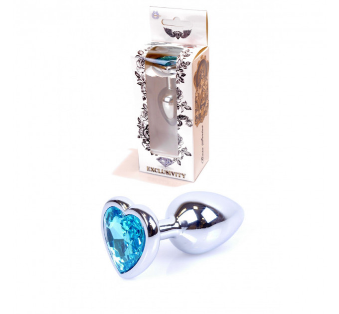 Анальная пробка Plug-Jewellery Silver Heart PLUG- Light Blue
