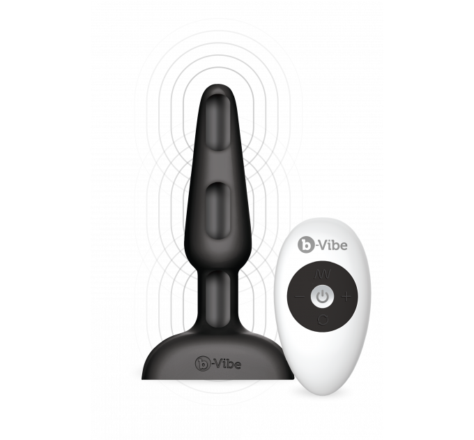 Анальна пробка із 3 моторами B-Vibe - Trio Remote Control Butt, чорна