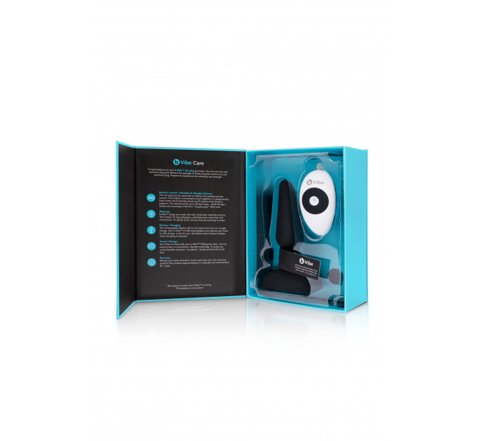 Анальна пробка із 3 моторами B-Vibe - Trio Remote Control Butt, чорна