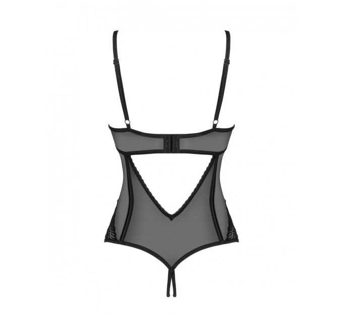 Боди с открытым доступом Serena Love crotchless teddy, черный, XS/S