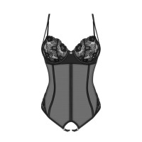 Боді з відкритим доступом Serena Love crotchless teddy, чорний, XS/S