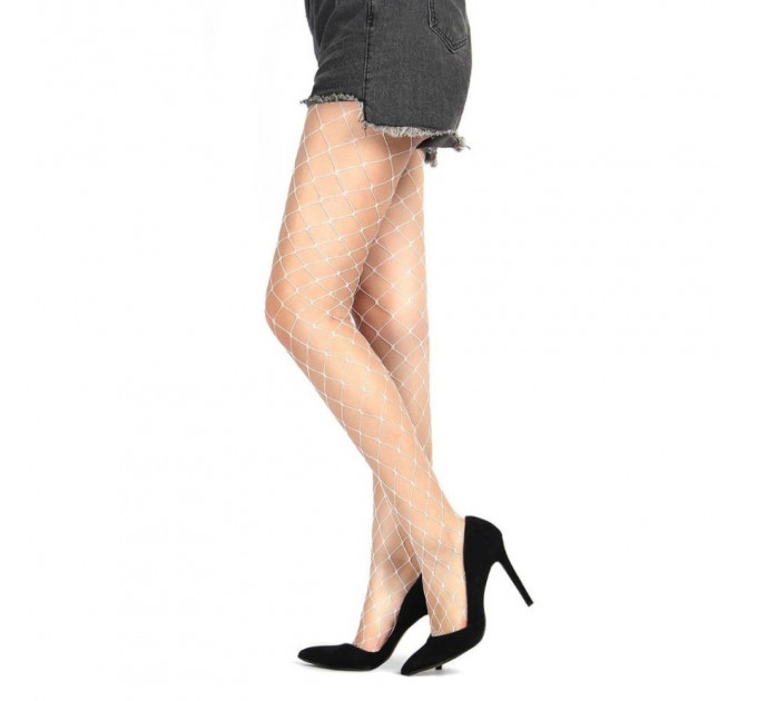 Колготки в крупную сеточку Star Night Fence Net Pantyhose белые XS-M