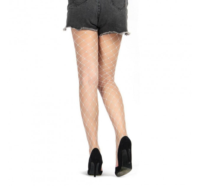 Колготки в крупную сеточку Star Night Fence Net Pantyhose белые XS-M