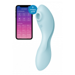 Двойной смарт вибратор с вакуумной стимуляцией SATISFYER CURVY TRINITY 5+ BLUE