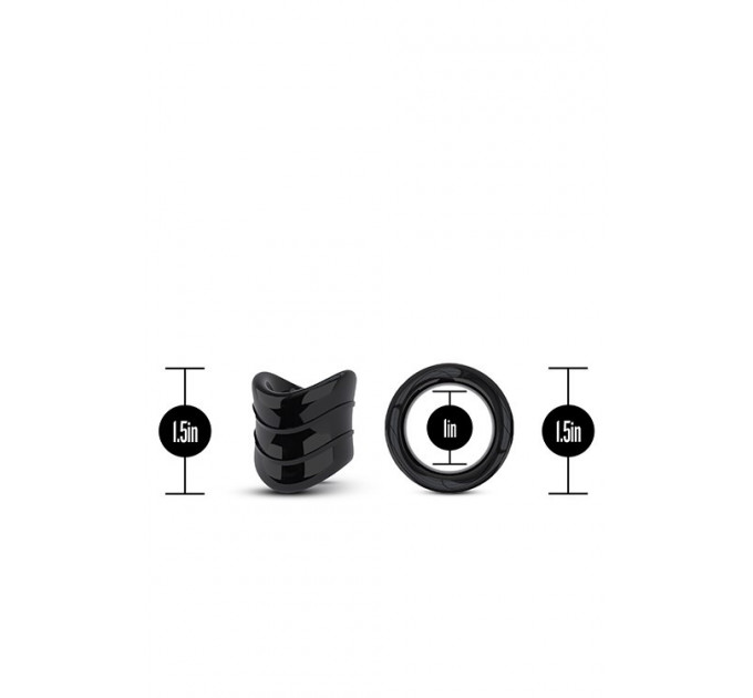 Кільце ерекційне STAY HARD BEEF BALL STRETCHER SNUG XLONG Чорне, 3.8 х 2.5 см