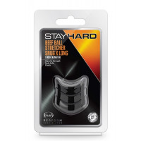 Кільце ерекційне STAY HARD BEEF BALL STRETCHER SNUG XLONG Чорне, 3.8 х 2.5 см