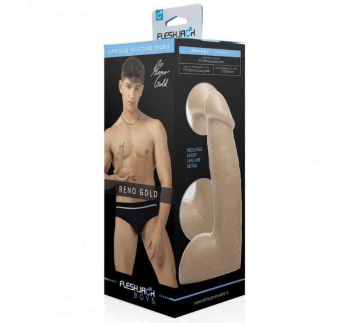 Фаллоимитатор реалистичный Fleshjack Boys Reno Gold Dildo (RP), бежевый, 17.8 см х 4.6 см