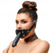 Кляп ZADO FETISH с регулируемым черным кожаным ремешком на голову и съемным внешним фаллоимитатором