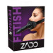 Кляп ZADO FETISH с регулируемым черным кожаным ремешком на голову и съемным внешним фаллоимитатором