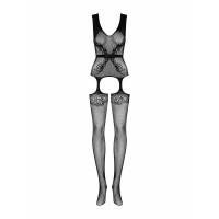 Комбінезон Obsessive F217 з імітацією панчох, чорний, SML