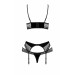 Комплект белья с ажурными вставками и поясом для чулков SCARLET SET black S/M - Passion