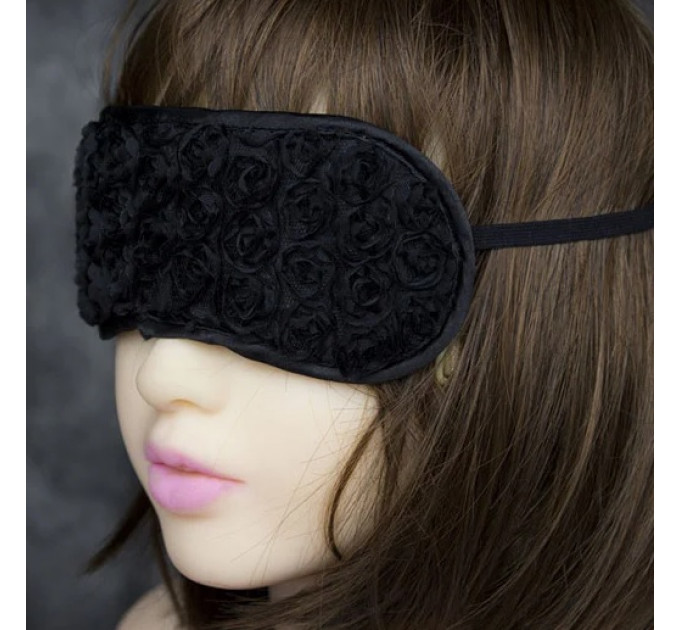 Маска DS Fetish Blindfold black with rose