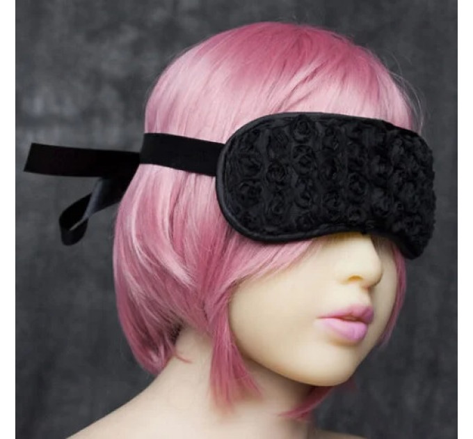 Маска DS Fetish Blindfold black with rose