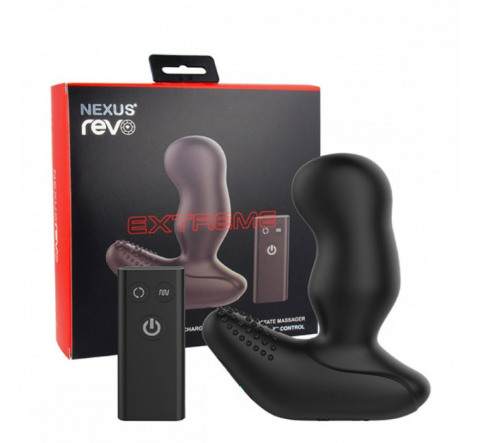 Масажер простати з ротацією Nexus Revo Extreme, з пультом, чорний, 14 х 3.4 см