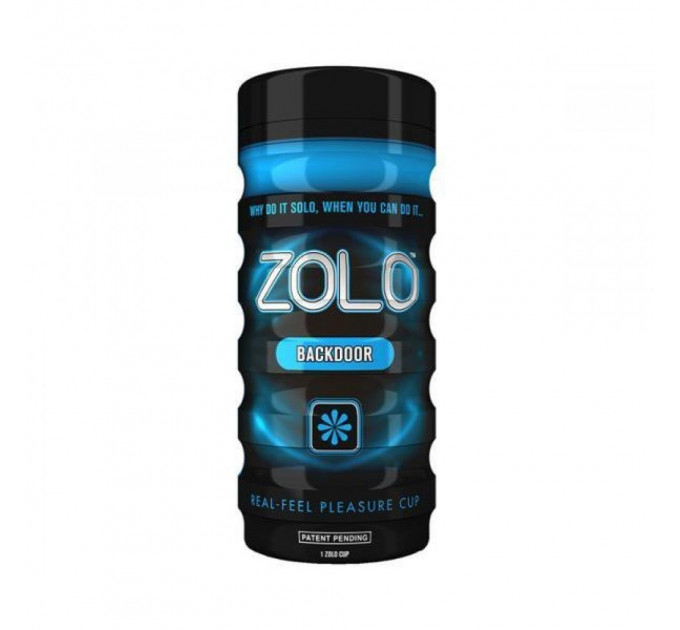 Мастурбатор в колбе с ребристой структурой Zolo Back Door Cup, голубой