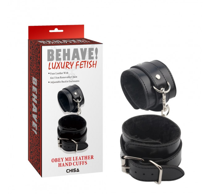 Наручники с мехом Chisa Behave! Luxury Fetish и серебристой фурнитурой