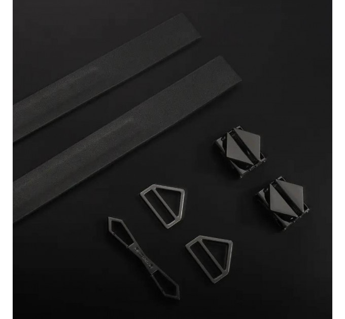 Наручники с фиксаторами и карабинами Lockink кожа, черные