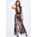 Платье длинное Divinity F312 Noir Handmade, с глубоким декольте, черное, размер M