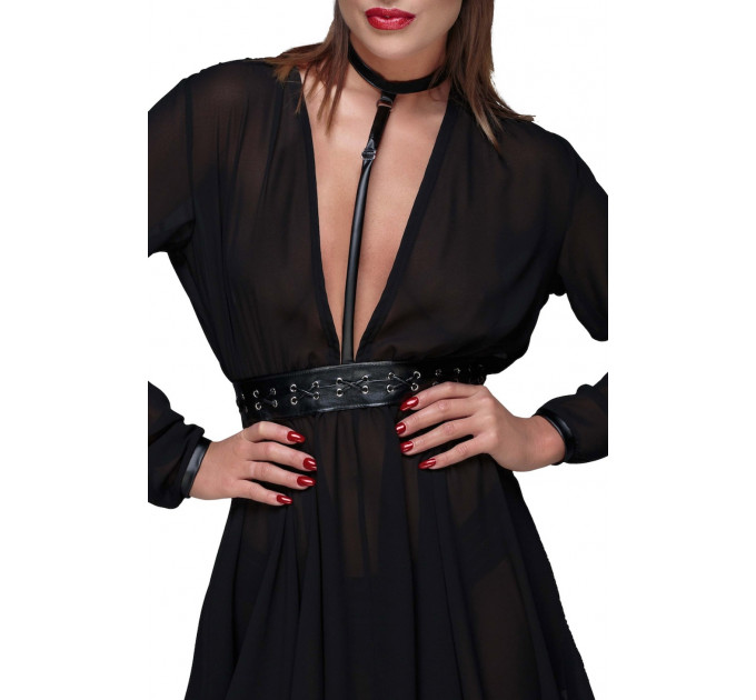 Платье прозрачное с поясом и чокером F150 Noir Handmade XXL