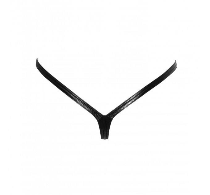 Сексуальные виниловые стринги со змеиным тиснением M P009 Noir Handmade, черные