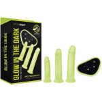 Страпон с 3 насадками Whipsmart Glow in the Dark светящийся в темноте