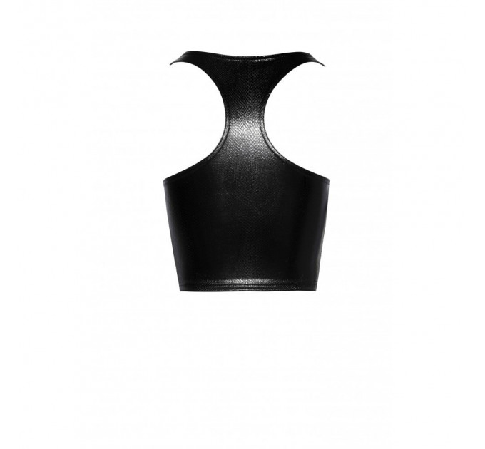 Топ эротичный виниловый со змеиным тиснением размер L F275 Noir Handmade, черный