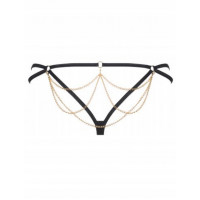 Трусики стринги с цепочками Obsessive Pantheria thong black S/M
