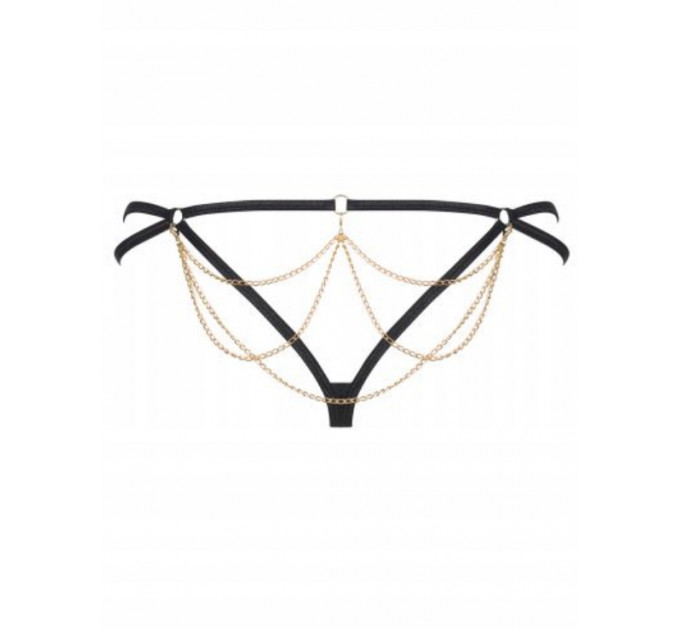 Трусики стринги с цепочками Obsessive Pantheria thong black S/M