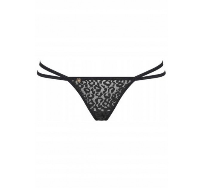 Трусики стринги с цепочками Obsessive Pantheria thong black S/M