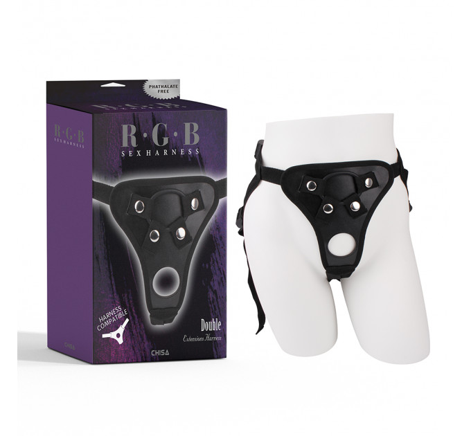 Трусики для страпону Chisa R.G.B Double Extensions Harness, чорні