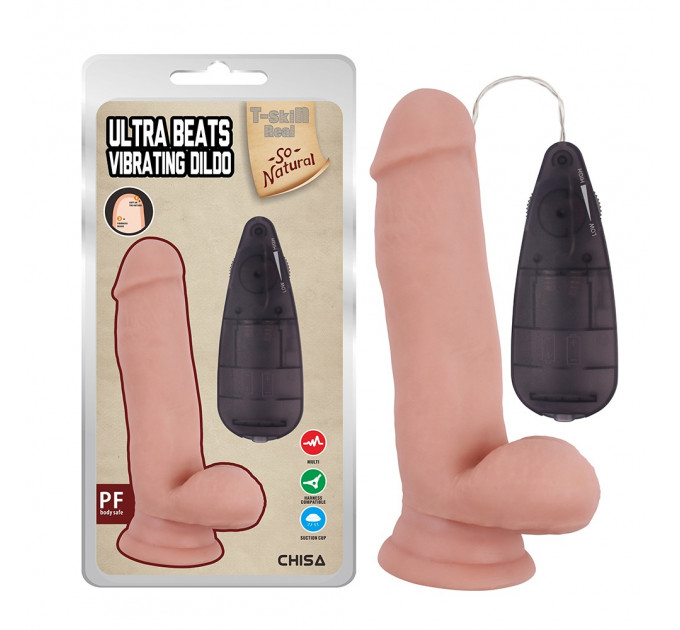 Вибратор реалистичный на присоске Chisa T-skin ReaL Ultra Beats Vibrating Dildo с пультом управления