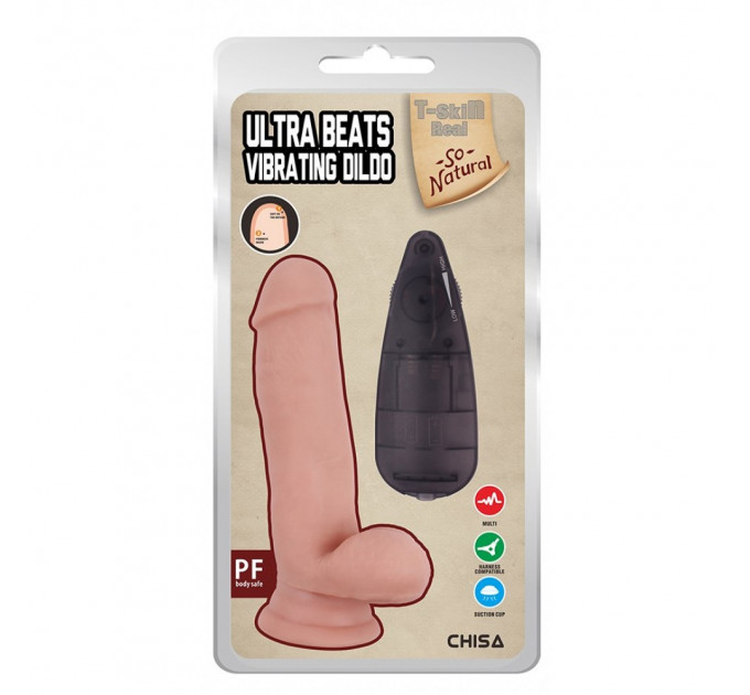 Вибратор реалистичный на присоске Chisa T-skin ReaL Ultra Beats Vibrating Dildo с пультом управления