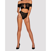 Комплект мереживний топ і трусики Obsessive Inessita set Black XL / XXL