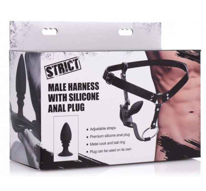 Портупея труси з кільцем на член Harness With Cock Ring And Anal Plug та анальною пробкою
