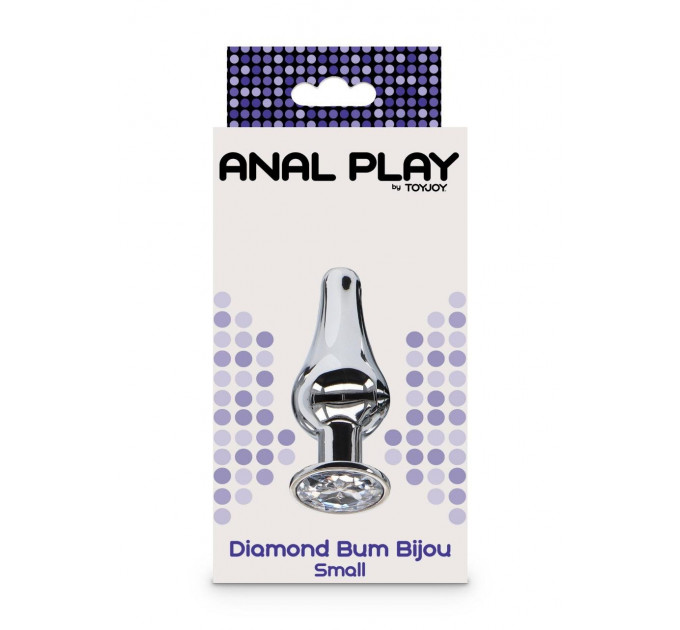 Анальная пробка с кристаллом Toy Joy Diamond Bum Bijou, серебристый, Small